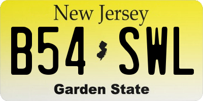 NJ license plate B54SWL