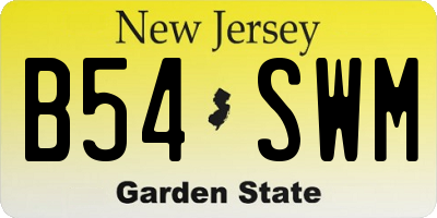 NJ license plate B54SWM
