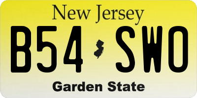 NJ license plate B54SWO