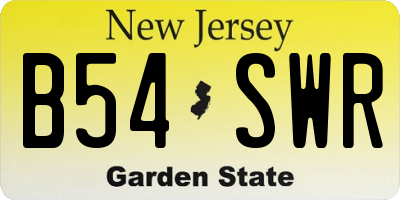 NJ license plate B54SWR