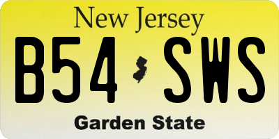 NJ license plate B54SWS