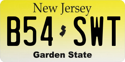 NJ license plate B54SWT