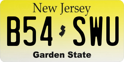 NJ license plate B54SWU