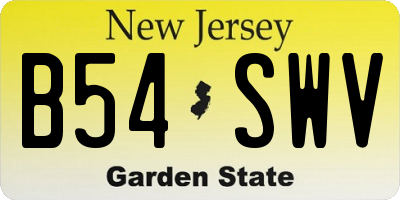 NJ license plate B54SWV