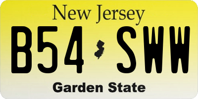 NJ license plate B54SWW