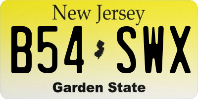 NJ license plate B54SWX