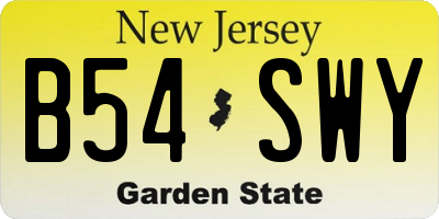 NJ license plate B54SWY