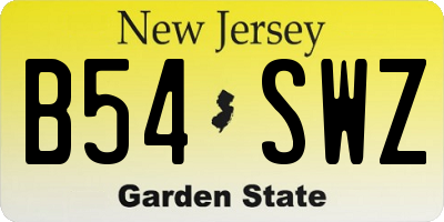 NJ license plate B54SWZ