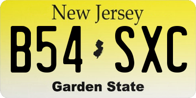 NJ license plate B54SXC