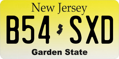 NJ license plate B54SXD
