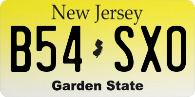 NJ license plate B54SXO
