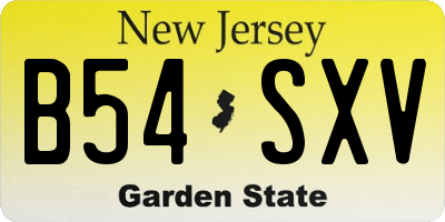 NJ license plate B54SXV