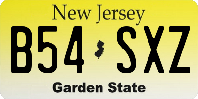 NJ license plate B54SXZ