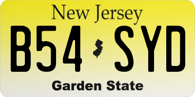 NJ license plate B54SYD