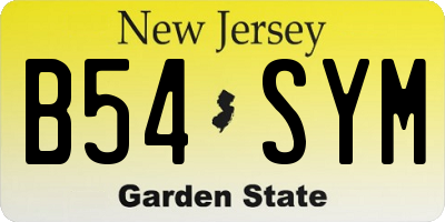 NJ license plate B54SYM