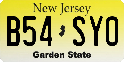 NJ license plate B54SYO
