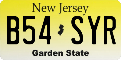 NJ license plate B54SYR