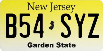 NJ license plate B54SYZ