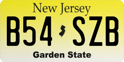 NJ license plate B54SZB