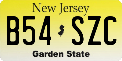 NJ license plate B54SZC