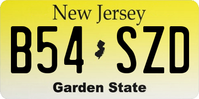 NJ license plate B54SZD
