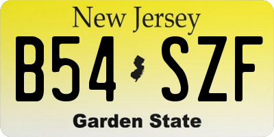 NJ license plate B54SZF