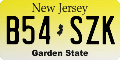 NJ license plate B54SZK