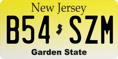 NJ license plate B54SZM