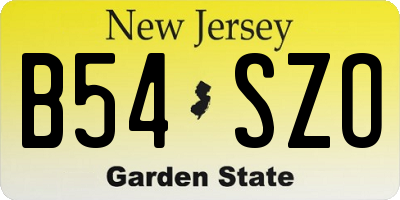 NJ license plate B54SZO