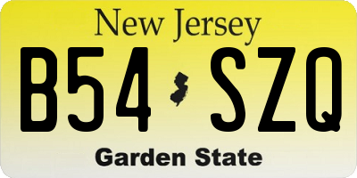 NJ license plate B54SZQ
