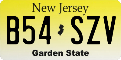 NJ license plate B54SZV