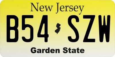 NJ license plate B54SZW