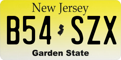 NJ license plate B54SZX
