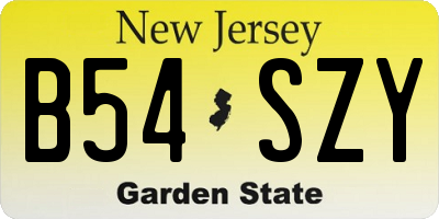 NJ license plate B54SZY