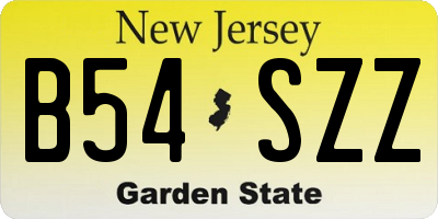 NJ license plate B54SZZ