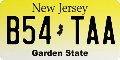 NJ license plate B54TAA