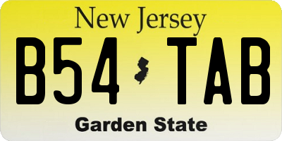 NJ license plate B54TAB