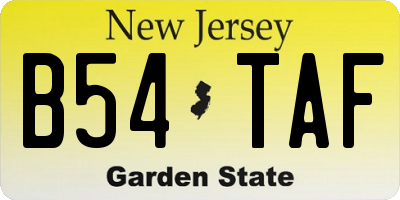 NJ license plate B54TAF