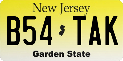 NJ license plate B54TAK