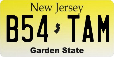 NJ license plate B54TAM