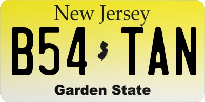 NJ license plate B54TAN