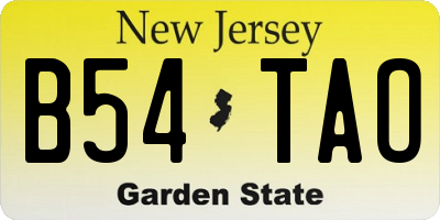 NJ license plate B54TAO