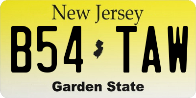NJ license plate B54TAW