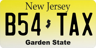 NJ license plate B54TAX