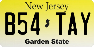NJ license plate B54TAY