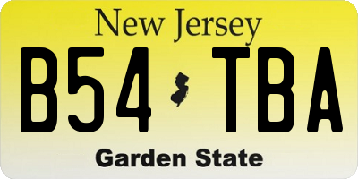 NJ license plate B54TBA