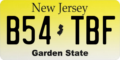 NJ license plate B54TBF