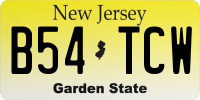 NJ license plate B54TCW
