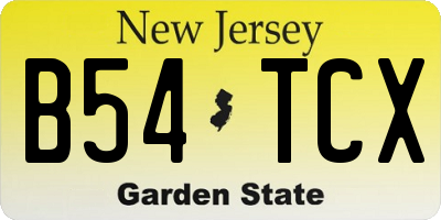 NJ license plate B54TCX