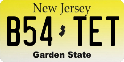 NJ license plate B54TET